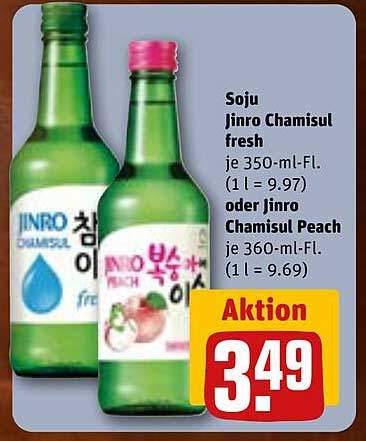 Soju Jinro Chamisul Fresh und Peach – Aktionspreis!