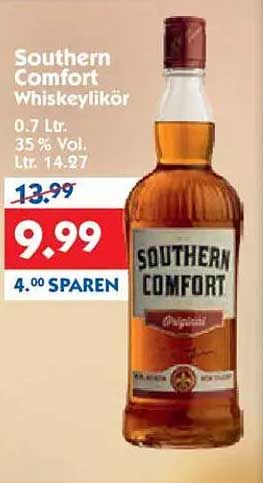 Southern Comfort Whiskeylikör 0.7 Ltr. 35% Vol.