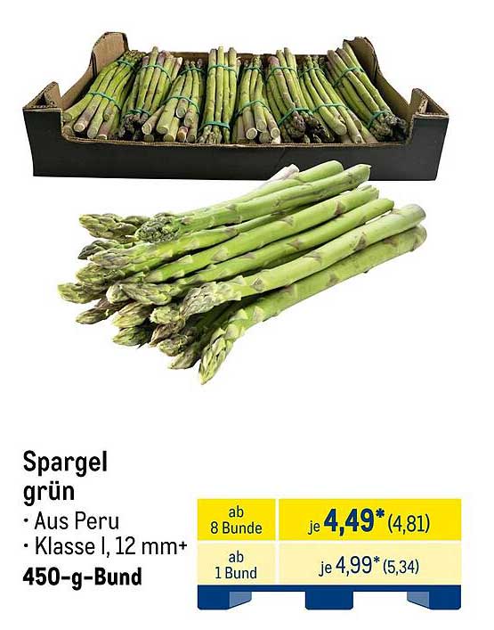 Spargel grün aus Peru, Klasse I, 12 mm+