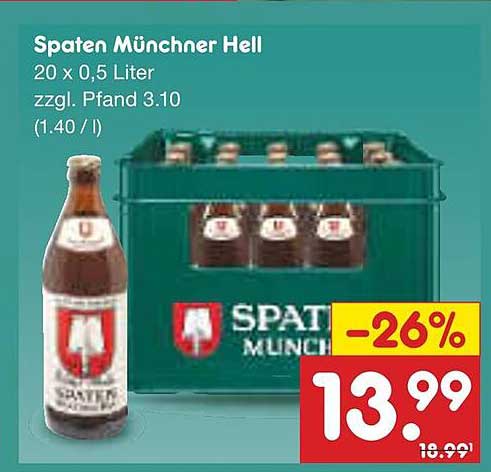 Spaten Münchner Hell 20 x 0,5 Liter