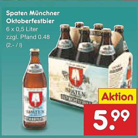 Spaten Münchner Oktoberfestbier 6 x 0,5 Liter zzgl. Pfand 0,48