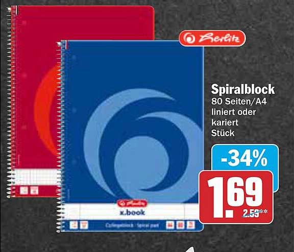 Spiralblock 80 Seiten/A4 liniert oder kariert
