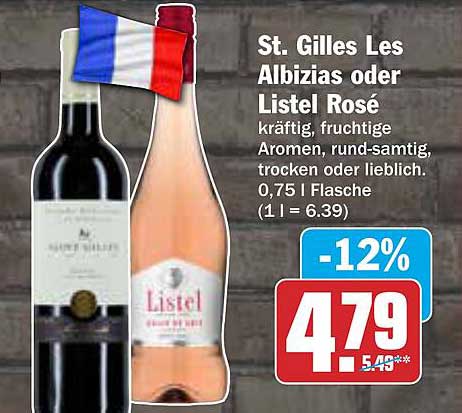 St. Gilles Les Albizias oder Listel Rosé 0,75 l Flasche