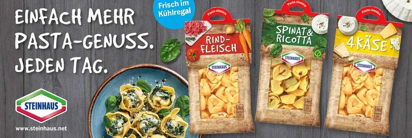Steinhaus Pasta-Genuss Variationen: Rind, Spinat & Ricotta, 4 Käse
