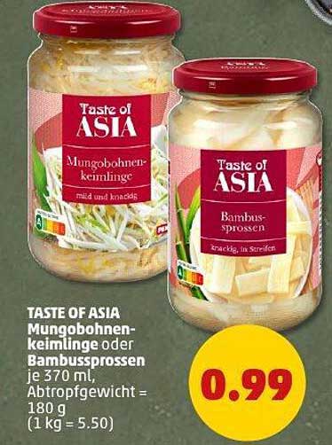 TASTE OF ASIA Mungobohnensprossen oder Bambussprossen