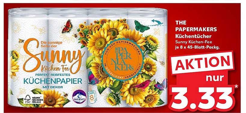 THE PAPERSMAKERS Küchentücher Sunny Küchen-Fee je 8 x 45-Blatt-Pack.