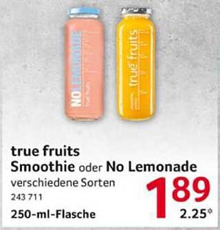 true fruits Smoothie oder No Lemonade – verschiedene Sorten