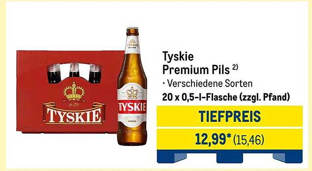Tyskie Premium Pils 20 x 0,5 l-Flasche (zzgl. Pfand)