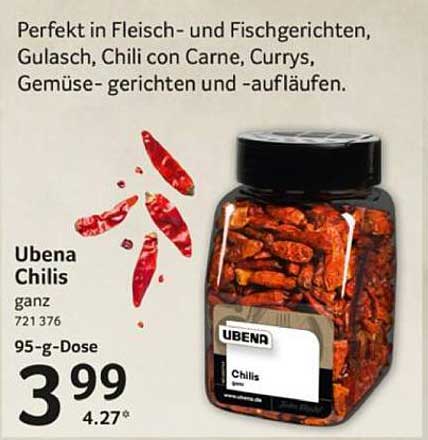 Ubena Chilis ganz, 95-g-Dose