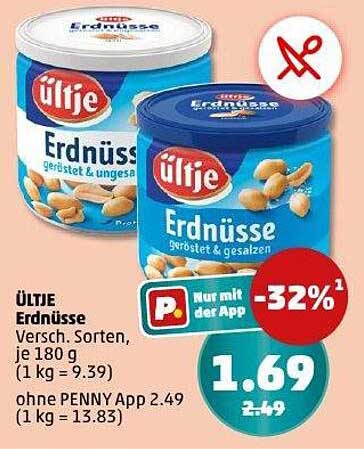 ÜLTJE Erdnüsse 180 g - geröstet & ungesalzen