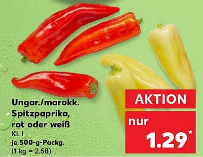 Ungarische Spitzpaprika rot oder weiß - nur 1,29 €