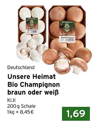Unsere Heimat Bio Champignon braun oder weiß 200 g