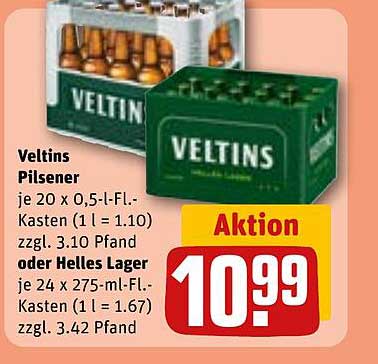 Veltins Pilsener oder Helles Lager - Aktionspreis