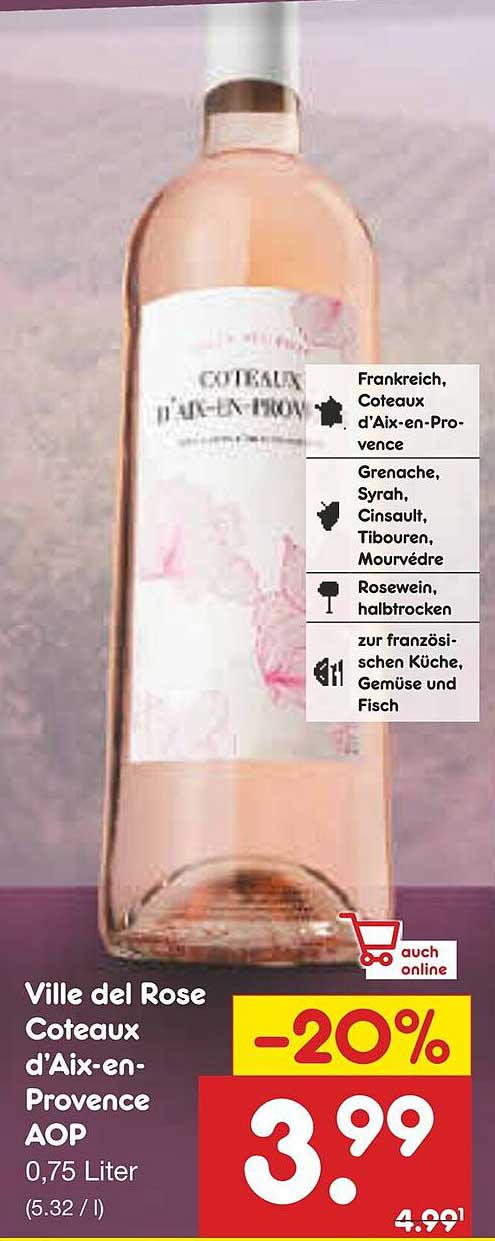 Ville del Rose Coteaux d'Aix-en-Provence AOP, 0,75 Liter