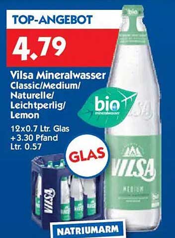 Vilsa Mineralwasser Classic/Medium/Naturelle/Leichtperl/Pearl Lemon 12x0.7 L