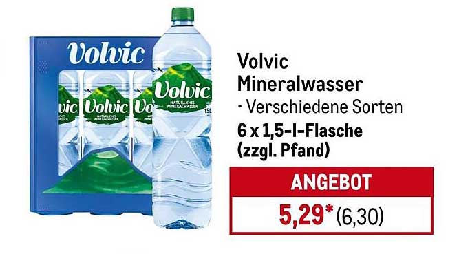Volvic Mineralwasser 6 x 1,5-Liter-Flasche (zzgl. Pfand)