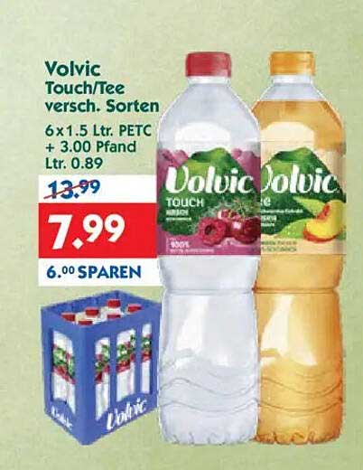 Volvic Touch/Tee – verschiedene Sorten 6 x 1,5 L PETC