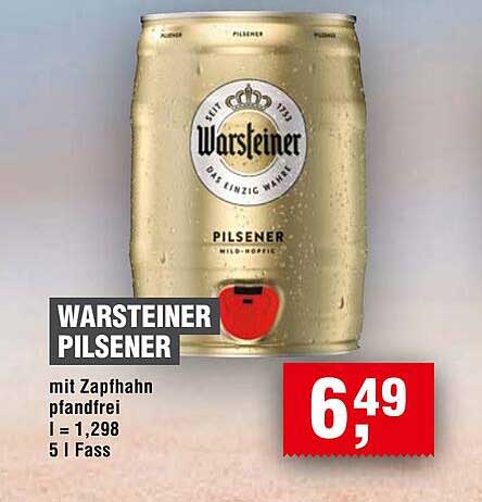 WARSTEINER PILSENER mit Zapfhahn, pfandfrei