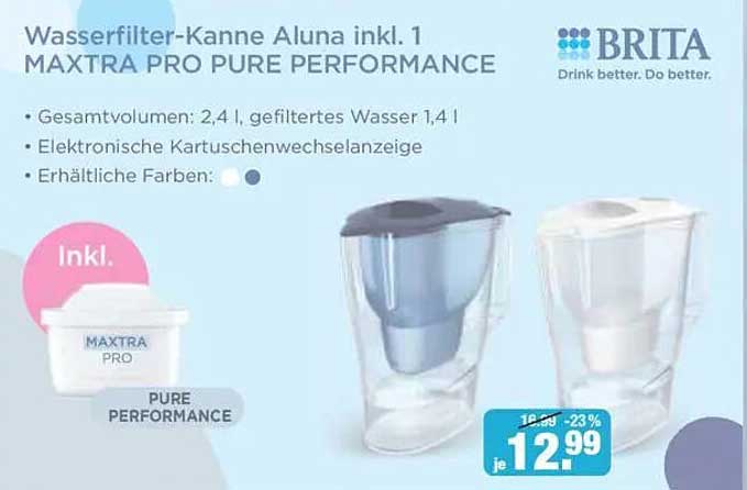 Wasserfilter-Kanne Aluna inkl. 1 MAXTRA PRO PURE PERFORMANCE