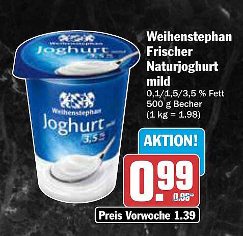 Weihenstephan Frischer Naturjoghurt mild 500g