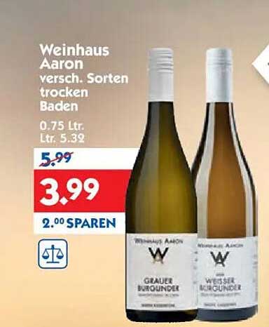 Weinhaus Aaron - verschiedene Sorten trockener Wein 0,75 L