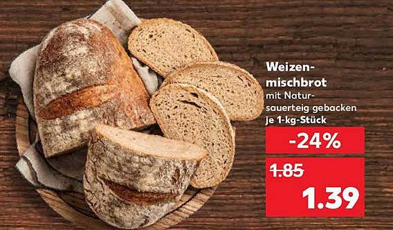 Weizenmischbrot mit Natursauerteig gebacken je 1-kg-Stück