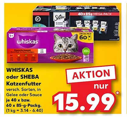 WHISKAS oder SHEBA Katzenfutter - variantenreiche Auswahl!