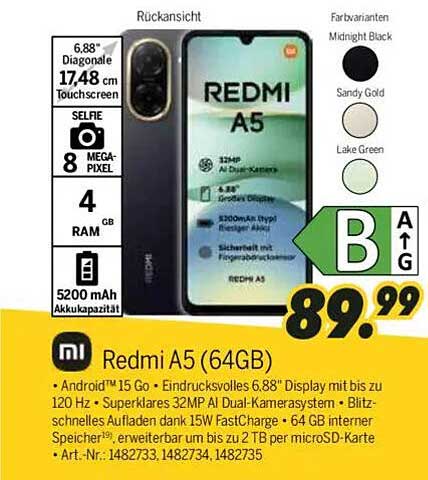 Xiaomi Redmi A5 (64GB) - Smartphone mit großartiger Performance