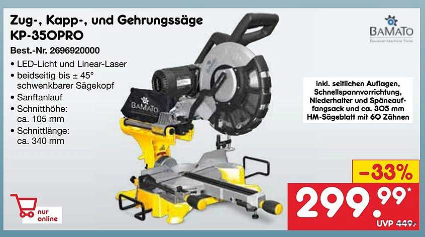 Zug-, Kapp-, und Gehrungssäge KP-35PRO