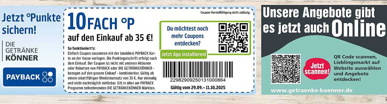 10FACH P Punkte auf den Einkauf ab 35 €