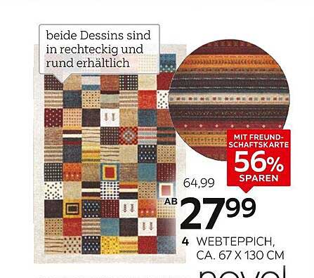 4-Webteppich, ca. 67 x 130 cm in verschiedenen Designs