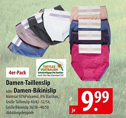 4er-Pack Damen-Taillenslip oder Damen-Bikinislip