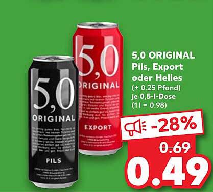 5,0 ORIGINAL Pils, Export oder Helles