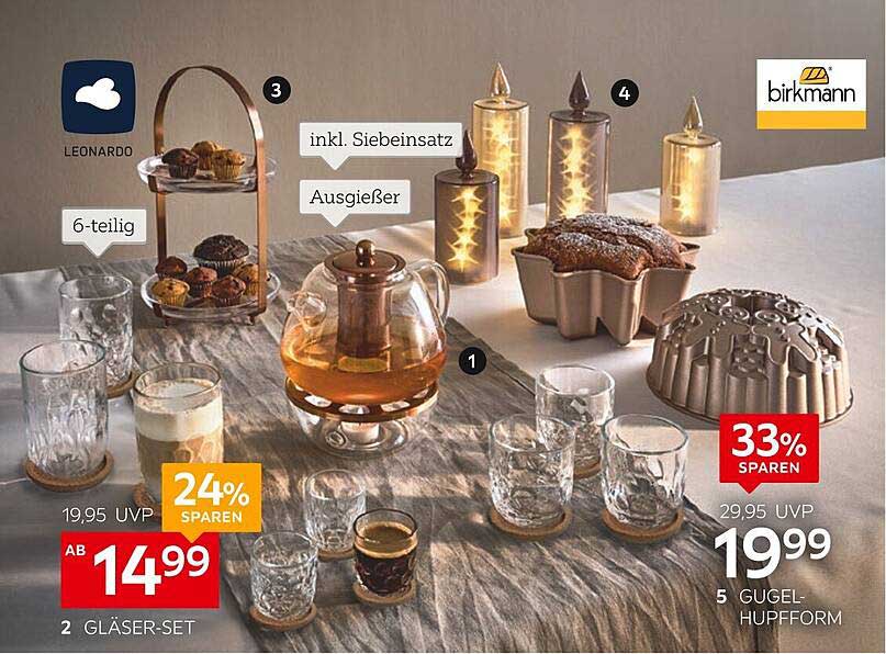 6-teiliges Gläser-Set und Gugelhupfform im Angebot