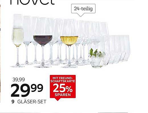 9 Gläser-Set von Novet mit 24 Teilen