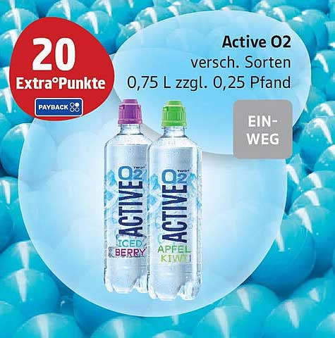 Active O2 – Erfrischendes Wasser in verschiedenen Sorten