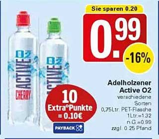 Adelholzen Active O2 verschiedene Sorten 0,75L PET-Flasche