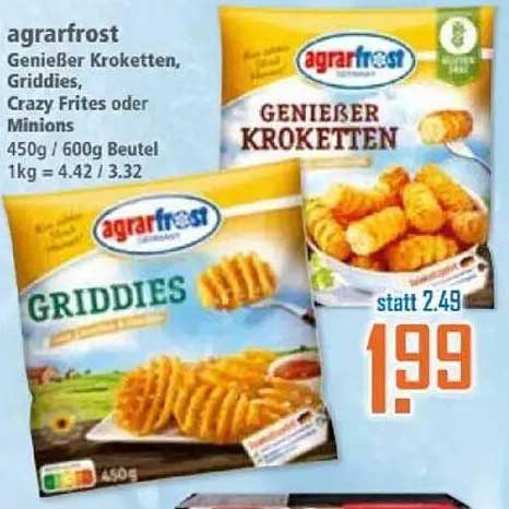 agrarfrost Genießer Kroketten, Griddies, Crazy Frites oder Minions 450g/600g Beutel