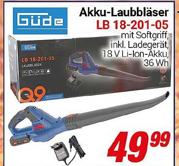 Akku-Laubbläser LB 18-201-05 mit Softgriff inkl. Ladegerät