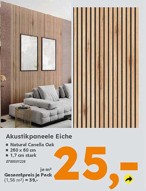 Akustikpaneele Eiche - Natural Canella Oak