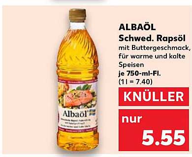 ALBAÖL Schw. Rapsöl mit Butterschmack, für warme und kalte Speisen je 750-ml-Fl.