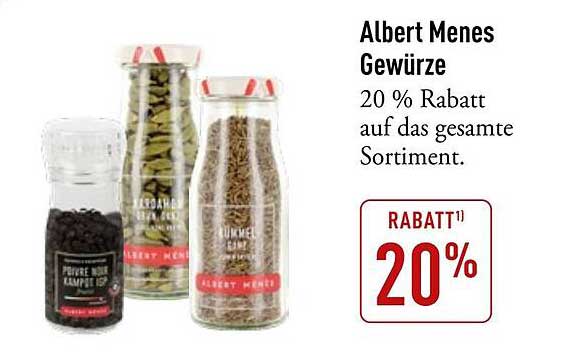 Albert Menes Gewürze - 20 % Rabatt auf das gesamte Sortiment