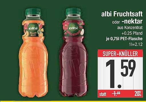 albi Fruchtsaft oder -nektar aus Konzentrat 0,75 l PET-Flasche