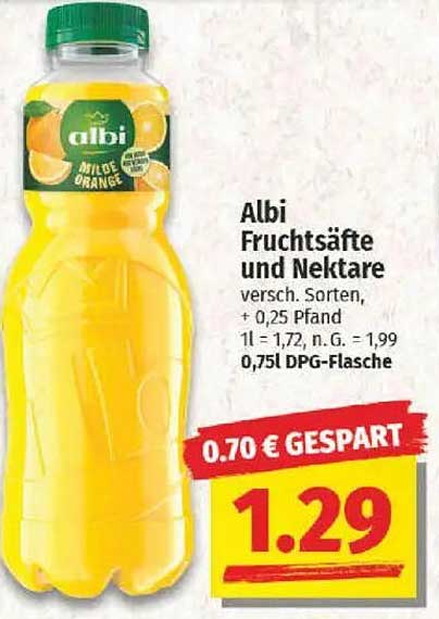Albi Fruchtsäfte und Nektare, verschiedene Sorten