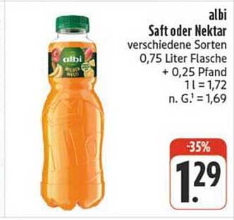 albi Saft oder Nektar verschiedene Sorten 0,75 Liter Flasche