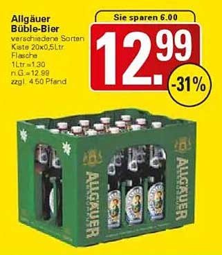 Allgäuer Büble-Bier Kiste 20 x 0,5 L