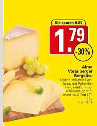 Alma Vorarlberger Bergkäse - österreichischer Hartkäse mit Rohmilch