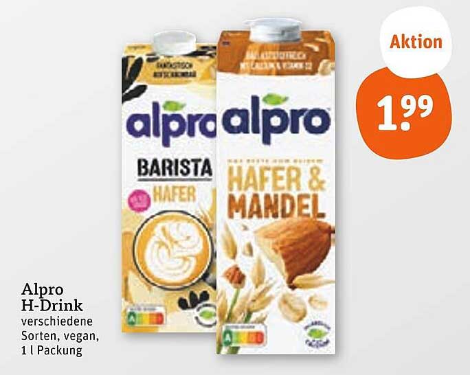 Alpro H-Drink verschiedene Sorten, vegan, 1 l Packung