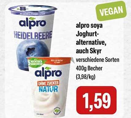 alpro soya Joghurt-alternative, auch Skyr – verschiedene Sorten 400g Becher