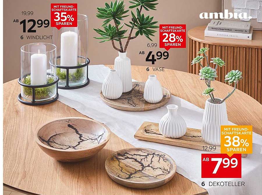 Ambia Vasen und Dekoteller im Angebot
